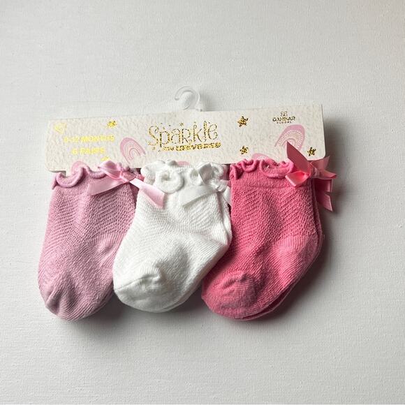 Sparkle My Universe Kids Bow Ankle Multi-pack Socks Sz 6-12 M Six Pairs - Picture 3 of 12